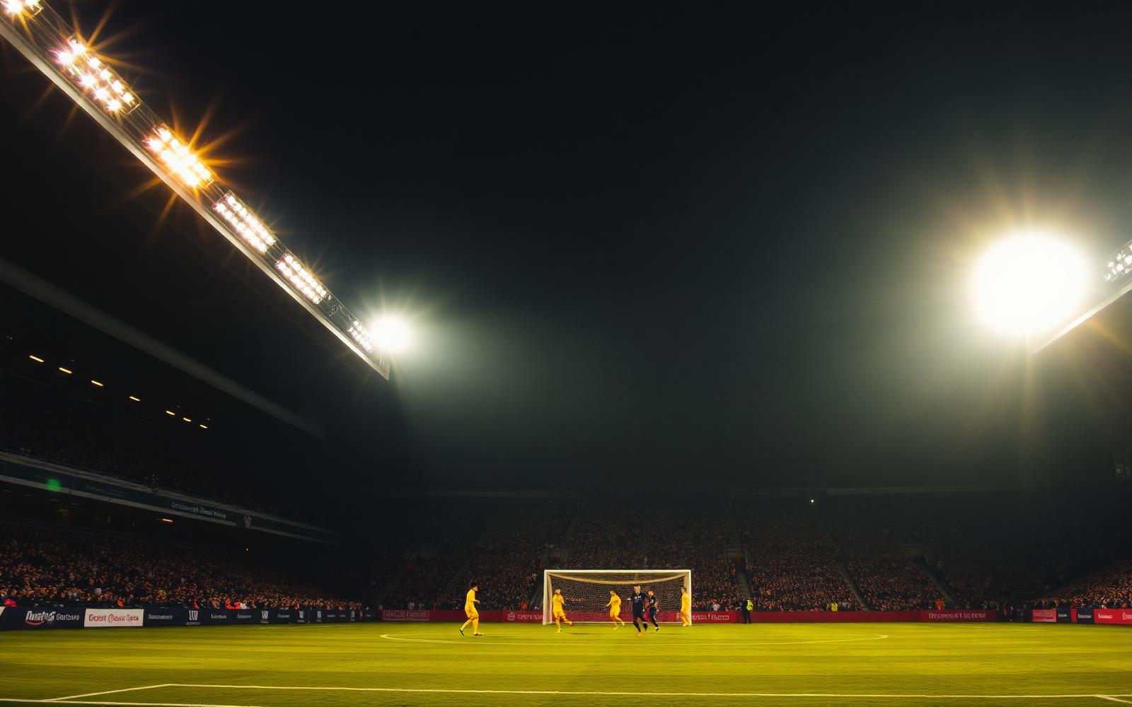 Stadion bei Nacht mit Flutlicht